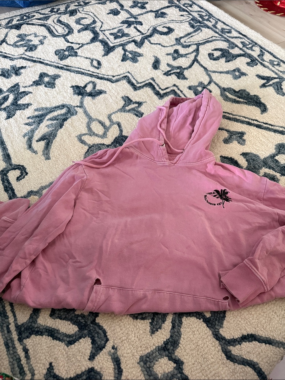 Source Unknown Pink Hooded Pullover with Palm Logo